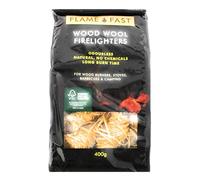 Tiger Tim Flamefast 400g Wood Wool Firelighters Natural Eco Odourless No Chemicals Long Burn Instant Fire Starters for Wood Burners Barbecues Stoves Grills Campfires
