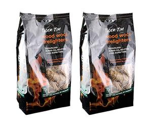 Tiger Tim Flamefast 400g Wood Wool Firelighters Natural Eco Odourless No Chemicals Long Burn Instant Fire Starters for Wood Burners Barbecues Stoves Grills Campfires (2)