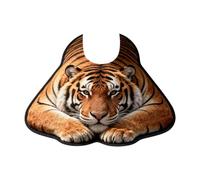 Tiger Toilet Rug Thin Bath Mat U Shaped Bathroom Rugs Absorbent Quick Dry Non Slip Diatomaceous Earth Bathroom Contour Rug for Toilet Base (40 x 60 cm)