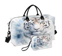Tiger Travel Duffle Bag Gym Bag, Animal Pattern Tiger Watercolor Weekender Bags for Women with Toiletry Bag Travel Tote Bag Swim Bag
