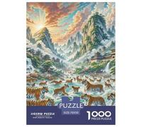 Tiger Treading Stream Valley 1000 Pieces Portable Jigsaw Puzzle Animal Age 3+ Quirky, Abstract Design, Fun Details, Educational, Challenging 70x50cm/1000pcs