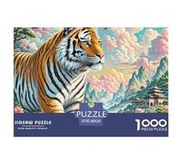 Tiger Treading Stream Valley 1000 Pieces Premium Jigsaw Animal Age 12+ Cool Collage Effect, Home Decoration, Educational, Challenging 38x26cm/1000pcs