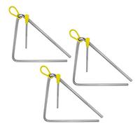 TIGER TRI14-3-MT 20CM (8") Heavy-Duty Steel Triangle Instrument, Complete with Rubberised Handle and Beater, Ideal for Early Development of Rhythm and Primary School Use, Pack of 3
