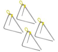 TIGER TRI14-4-MT 20CM (8") Heavy-Duty Steel Triangle Instrument, Complete with Rubberised Handle and Beater, Ideal for Early Development of Rhythm and Primary School Use, Pack of 4