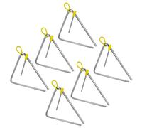 TIGER TRI14-6-MT 20CM (8") Heavy-Duty Steel Triangle Instrument, Complete with Rubberised Handle and Beater, Ideal for Early Development of Rhythm and Primary School Use, Pack of 6