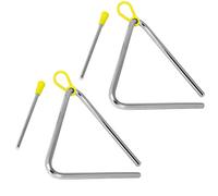 TIGER TRI7-2-MT 15CM (6") Heavy-Duty Steel Triangle Instrument, Complete with Rubberised Handle and Beater, Ideal for Early Development of Rhythm and Primary School Use, Pack of 2