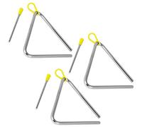 TIGER TRI7-3-MT 15CM (6") Heavy-Duty Steel Triangle Instrument, Complete with Rubberised Handle and Beater, Ideal for Early Development of Rhythm and Primary School Use, Pack of 3