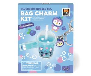 Tiger Tribe Bag Charm Kit- Blueberry Bubble Tea | Kids' Charms | Craft Kits