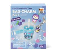 Tiger Tribe Bag Charm Kit- Blueberry Bubble Tea | Kids' Charms | Craft Kits | Children's DIY bag charm sets with mini boba ball accessories & keyrings, decorations to personalise kids' bags