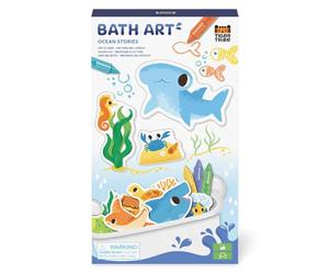 Tiger Tribe Bath Art Ocean Stories | Shark & Sea Creature Children's Activity Kit for Baths | Washable Bathtub Colouring & Stickers Set for Kids | Creative Water Toys | Gifts for 3+ Year Old Children