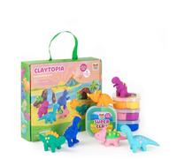 Tiger Tribe Claytopia Dinosaur World, Air Dry Clay Dino Modelling Set | Dino Dough Modelling Set with Mini Sculpting Tool & Scene Accessories, Art & Learning Gift for Children Age 4-8