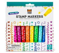 Tiger Tribe Dual Tip Stamp Markers - 8 pcs Double Sided Marker Pens with Stamps, Kids Colouring Sets, Crafting & Stationery Kits, Children’s Gifts, Age 3 Years +