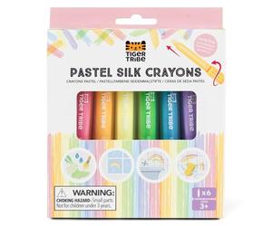 Tiger Tribe Pastel Silk Crayons - 6pc Twistable Crayon Set For Toddlers & Kids, Draws on Paper, Glass, Tiles, Rocks & More, Fun Colouring Sets, Children’s Crafting & Stationery Gifts, Age 3 Years +