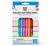 Tiger Tribe Roller Pattern Pen Set - 6 Piece Double Sided Stamp Pens | With Fine Tip Markers, Kids Stationary Sets & Art Kits, Craft Gifts For Girls & Boys, Age 5 Years Old +