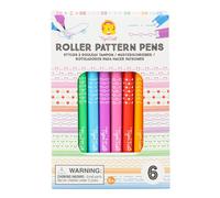 Tiger Tribe Roller Pattern Pen Set - 6 Piece Double Sided Stamp Pens & Fine Tip Markers, Kids Stationary Sets & Art Kits, Craft Gifts For Girls & Boys, Age 5 Years Old +