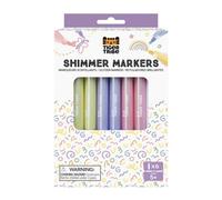 Tiger Tribe Shimmer Markers - 6pcs Glitter Marker Pens, Quick Drying, Kids Craft Sets, Fun Crafting Activity, Stationery Gifts For Children, Age 5 Years +