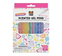 Tiger Tribe Shimmer Scented Gel Pens - 10pcs Glitter Pen Set, Quick Drying, Kids Craft Sets, Fun Crafting Activity, Stationery Gifts For Children, Age 4 Years +