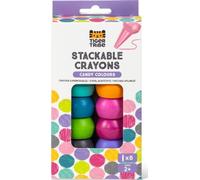 Tiger Tribe Stackable Crayons Candy Colours | 8 Pack Chunky Stacking Crayon Set, My First Crayons for Toddlers & Kids, Art & Stationery Gift Age 2+