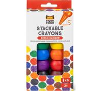 Tiger Tribe Stackable Crayons Retro Rainbow | 8 Pack Chunky Stacking Crayon Set, My First Crayons for Toddlers & Kids, Art & Stationery Gift Age 2+