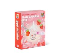 Tiger Tribe Strawberry Bubble Tea Bag Charm Kit - Make Your Own Bag Charms, Keyring Making Set, Craft Kits for Kids, Fun Crafting Gifts, Age 6 Years +