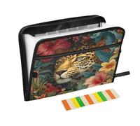 Tiger Tropical Jungle Flower Expanding File Folder A4,13 Pockets File Organiser, Paperwork A4 Plastic Wallet Document Storage Expander for School,Office and Home