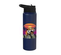 Tiger Tshirt Spirit Cute Tiger Face Wild Animal Colorful 80s Stainless Steel Insulated Water Bottle
