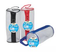 Tiger Tuff Bag Cylinder Pencil Case Polypropylene 550 Micron Clear with Assorted Colour Zips - 301341