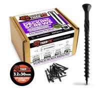 Tiger-Tx Premium Black Stainless Steel Decking And Cladding Screws 3.2X30mm - Corrosion Resistant A2 Stainless Steel - Pack Of 500