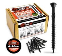 Tiger-Tx Premium Black Stainless Steel Decking And Cladding Screws 4X45mm - Corrosion Resistant A2 Stainless Steel - Pack Of 250