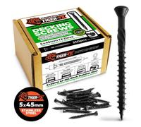 Tiger-Tx Premium Black Stainless Steel Decking And Cladding Screws 5X45mm - Corrosion Resistant A2 Stainless Steel - Pack Of 250