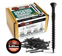 Tiger-Tx Premium Black Stainless Steel Decking And Cladding Screws 5X50mm - Corrosion Resistant A2 Stainless Steel - Pack Of 250