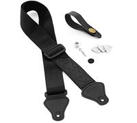 Tiger UAC4-BK-PACK Ukulele Strap Pack includes Strap, Headstock Neck Tie, Strap Button/End Pin and 3 Felt Picks - Suitable for Soprano, Concert, Tenor and Baritone Ukes - Black
