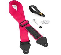 Tiger UAC4-PK-PACK Ukulele Strap Pack includes Strap, Headstock Neck Tie, Strap Button/End Pin and 3 Felt Picks - Suitable for Soprano, Concert, Tenor and Baritone Ukes - Pink