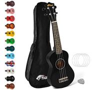 Soprano Ukulele Ukelele for Kids includes Gig Bag, Felt Pick, Spare Strings - Black - TIGER UKE7-BK