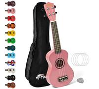 Tiger UKE7-PK Soprano Ukulele - Ideal for Beginners and Schools - Includes Gig Bag, Felt Pick, Spare Strings now with Aquila Strings - Pink