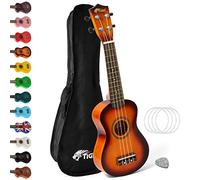 Tiger UKE7-SB Soprano Ukulele - Ideal for Beginners and Schools - Includes Gig Bag, Felt Pick, Spare Strings now with Aquila Strings - Sunburst