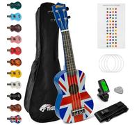 TIGER UKEKIT-UK Soprano Ukulele for Beginners includes Gig Bag, Felt Pick, Spare Set of Strings Now Equipped with Aquila Strings - Union Jack