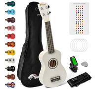 Tiger UKEKIT-WH Soprano Ukulele Kit - Suitable for Beginners and Children