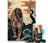 Tiger Ukiyo E Japan China 1000 Pieces Jigsaw Puzzles for Adults Smart Game Stress Release Pattern Assembly Xmas Surprise 50x75cm