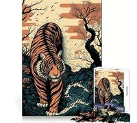 Tiger Ukiyo E Japan China 1000 Pieces Jigsaw Puzzles for Adults Smart Game Stress Release Pattern Assembly Xmas Surprise 50x75cm