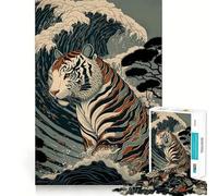 Tiger Ukiyo E Japan China Jigsaw Puzzles 1000 Pieces for Teenagers Mind Skill Toy Casual Fun Design Assembly Stylish Gift 38x52cm