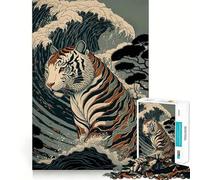 Tiger Ukiyo E Japan China Jigsaw Puzzles for Adults 1000 Piece Smart Reason Toy Family Bond Smooth Edge Art Display 50x75cm