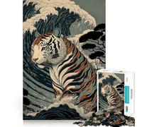 Tiger Ukiyo E Japan China Jigsaw Puzzles for Adults 1000 Pieces Pure Logic Toy Stress Free Sharp Cut Santa Wish Item 38x26cm