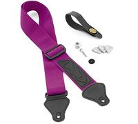 TIGER UAC4-PU-PACK Ukulele Strap Pack includes Strap, Headstock Neck Tie, Strap Button/End Pin and 3 Felt Picks Suitable for Soprano, Concert, Tenor and Baritone Ukes - Purple