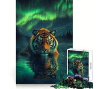 Tiger Under Aurora Borealis Jigsaw Puzzles 1000 Pieces for Teenagers Mind Skill Toy Casual Fun Design Assembly Stylish Gift 38x26cm