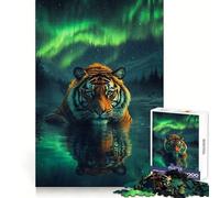 Tiger Under Aurora Borealis Jigsaw Puzzles for Teenagers 1000 Piece Mind Skill Toy Simple Fun Design Assembly Memorable Gift 38x52cm