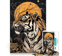 Tiger Under The Moon 1000 Pieces Jigsaw Puzzles for Teenagers Recall Upgrade Relaxing Fun Clear Cut Seasonal Gift 38x52cm
