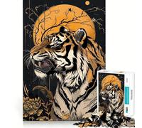 Tiger Under The Moon Jigsaw 1000 Pieces for Teenagers Mind Exercise Toy Relaxing Fun Design Assembly Perfect Present 50x75cm
