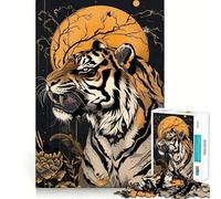 Tiger Under The Moon Jigsaw Puzzle for Adults 1000 Pieces Smart Game Tension Relief Pattern Assembly Heartfelt Gift 38x26cm