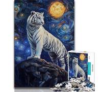 Tiger Under The Night Sky 1000 Pieces Jigsaw Puzzles for Adults And Teens,Learning Educational Toys Family Games Unique Birthday And Gifts 38x26cm